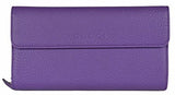 Leather Large Zip Around Continental Wallet Purple