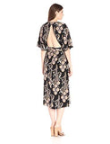 Ornate Flower Print Gown, Black, 6