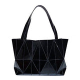 Fashion Bag Plain Folding Lady Handbags Geometry Style Female Shoulder Bags Large Casual Tote Famous Black Color
