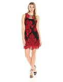 Embroidered Net Dress, Red, Xl