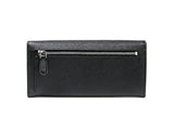 Wiberlux Prada Silver Triangle Logo Detail Flap Real Leather Long Wallet One Size Black