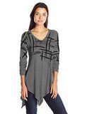 Asymmetrical VNeck Tee, Gray, S
