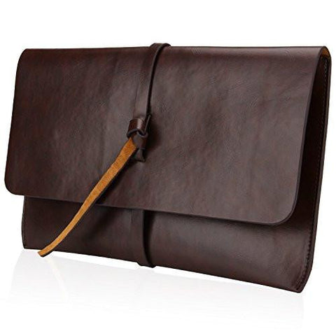 Unisex Pu Leather Envelope Sve Handheld Clutch Purse Brown