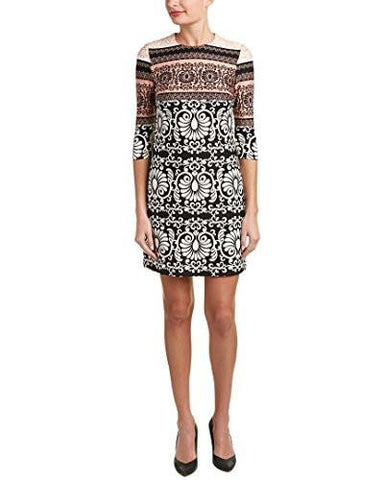 Taylor Dresses Scuba Scroll Print Sheath, Ivory Peach, 8