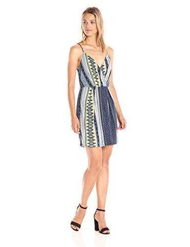 Surplice Drape Front Dress Dark Navy Combo Medium