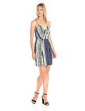 Surplice Drape Front Dress Dark Navy Combo Medium