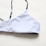 Mooskini Fashion Floral Printing Bikini Set Two Piece Cross Front Swimwear Swimsuit Sus Size 24 Blue