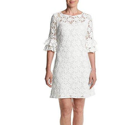 Petites Ruffled Sleeve Lace Dress 6P