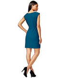 CapSleeve Textured Sheath Dress Medium, Denim Teal