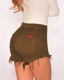 M2Mo Sexy High Waist Ripper Slim Denim Shorts Brown Us L