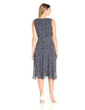 Drape Neck Fit And Flare Dress, Navy/Ivory, 14