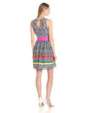 Printed Fit And Flare Dress, Navy/Multi, 12