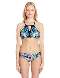Kenneth Cole York Tropical Tendencies Floral High Neck Bra Bikini Top Black S