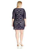 Plus Size Lace Shift Dress, Navy, 16W