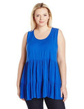 Plus Size Sleeveless Double Ruffle Top, Blue, 0X