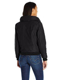 Shortie Bomber With Faux Fur Pile Collar, Black, S