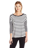 Calvin Klein Performance Stripe Mix Drop Shoulder 34 Sleeve Tee Black Combo M