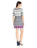 Eliza J Medallion Print Shift Dress, Pink/Navy, 10