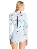 Printed FiberLite Wetsuit One Piece Swimsuit, Light Blue Floral, Small