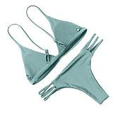 Mooskini 2 Piece Swimsuit Sexy Push Up Bikini Set Summer Cut Out Swimwear Mus Size 46 Green