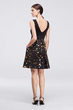 Short Dress With Gold Heart Skirt And Neoprene Top Style Cr281664, Black, 14