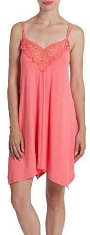 Lace Trim Chemise Nightgown Large Coral Orange