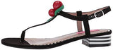 Betsey Johnson Cherry Flat Sandal, Black, 9 M Us