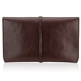 Unisex Pu Leather Envelope Sve Handheld Clutch Purse Brown