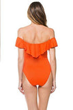 Gypsy Solids OffTheShoulder Bandeau One Piece Swimsuit, Flame/Fla, 6