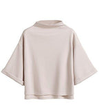 Sweatyrocks 34 Sleeve Mock Neck Dip Hem Classy Tshirt Tops Apricot One Size