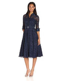 Eliza J Long Sleeve Lace Shirt Dress, Navy, 8
