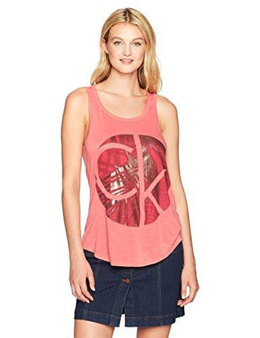 Jeans Circle Palm Logo Tank Top Festival Pink Small