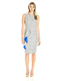 Sleeveless Ruffle Sheath Dress, Black/White, 4