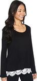 LaceHem Boat Neck Top Black/OffWhite Shirt