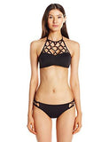 Algiers Solid High Neck Bikini Top Black 6