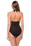 Kenneth Cole York Shirr Thing Halter Mio One Piece Swimsuit With Tummy Toner Black Large
