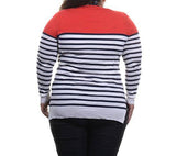 White Black Striped Pullover Sweater Red Size M