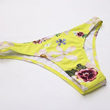 Mooskini Padded Floral Printing Bikini Beach Cover Up Two Piece Swimsuit Lus Size 68 Yellow