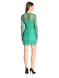 Lace Shift Dres With Sheer Yoke And Sleeves, Emerald, 4