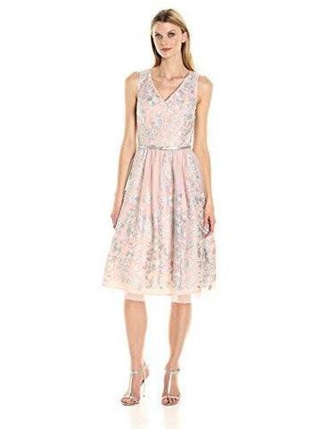VNeck Party Dress, Silver Combo, 8
