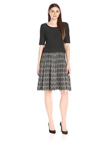 Sweater Dress, Charcoal/Cream, Large