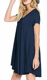 M2Mo Casual Vneck Short Sleeve Solid Loose Irregular Hem Dress Purplish Blue Us 2Xl