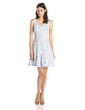 V Neck Jacquard With Swirl Print, Blue/White, 8