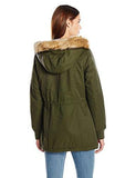 Coated Cotton Four Pocket Sherpa Lined Mid Length Parka, Army Green, M