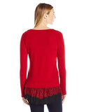 Karen Kane Stretch Lace Inset Sweater, Red/Black, S