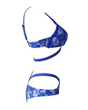Mooskini Sexy Lace Halter Padded Push Up Bikini Set Twopieces Swimsuit S Blue