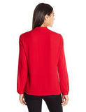 Karen Kane TieNeck ButtonFront Blouse, Red, L