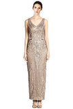 Beaded Soutache Column Evening Gown Dress