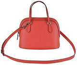 Coral Red Textured Leather Convertible Mini Dome Purse