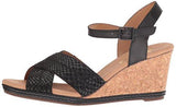 Helio Latitude Wedge Sandal Black Leather 7 M Us